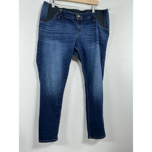 Womans Excellent Isabel Maternity Skinny Blue Jeans 14/32R Elastic Side 0059/O-2